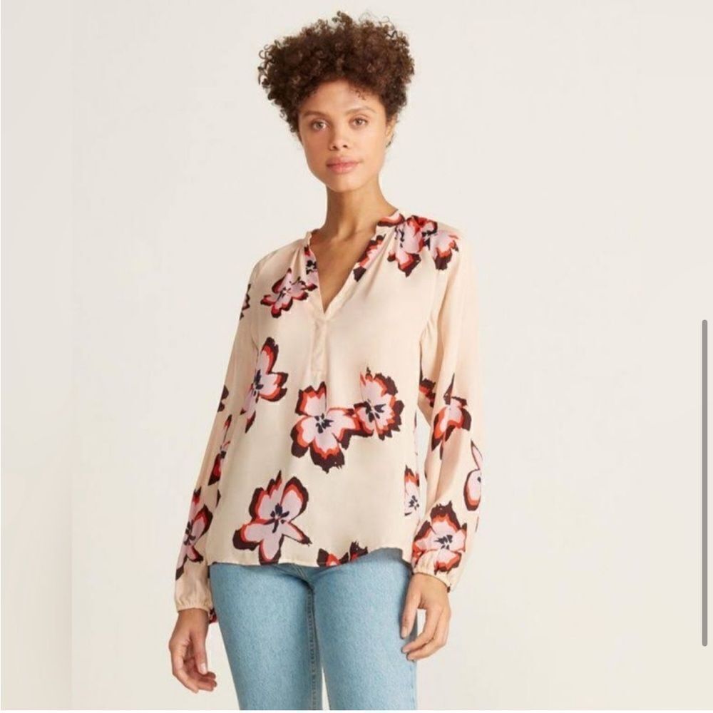 A.L.C. jules pink floral print silk blouse size 0